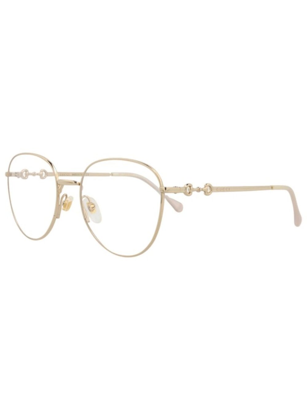New Gucci Women's Eyeglasses Cat Eye Metal Frame Gold Gold Transparent